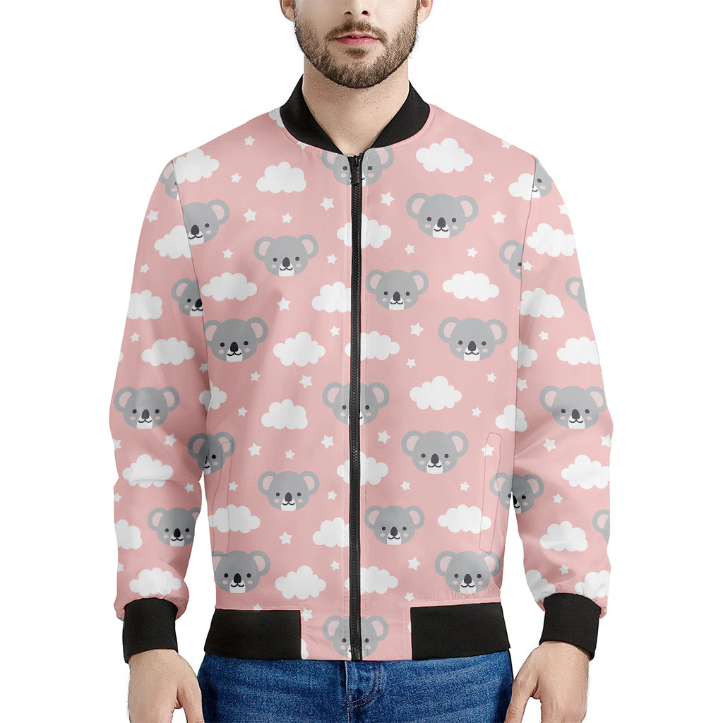 Koala Bear And Cloud Pattern Print Men's Bomber Jacket