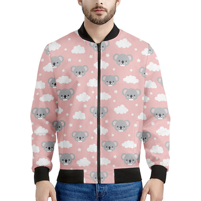 Koala Bear And Cloud Pattern Print Men's Bomber Jacket