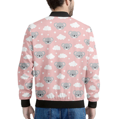 Koala Bear And Cloud Pattern Print Men's Bomber Jacket