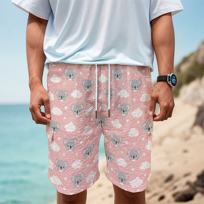 Koala Bear And Cloud Pattern Print Men's Cargo Shorts