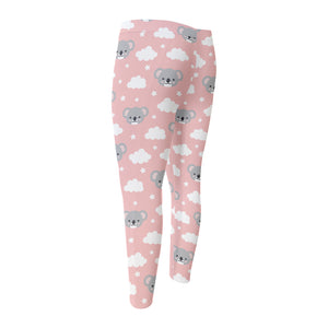 Koala Bear And Cloud Pattern Print Men's Compression Pants