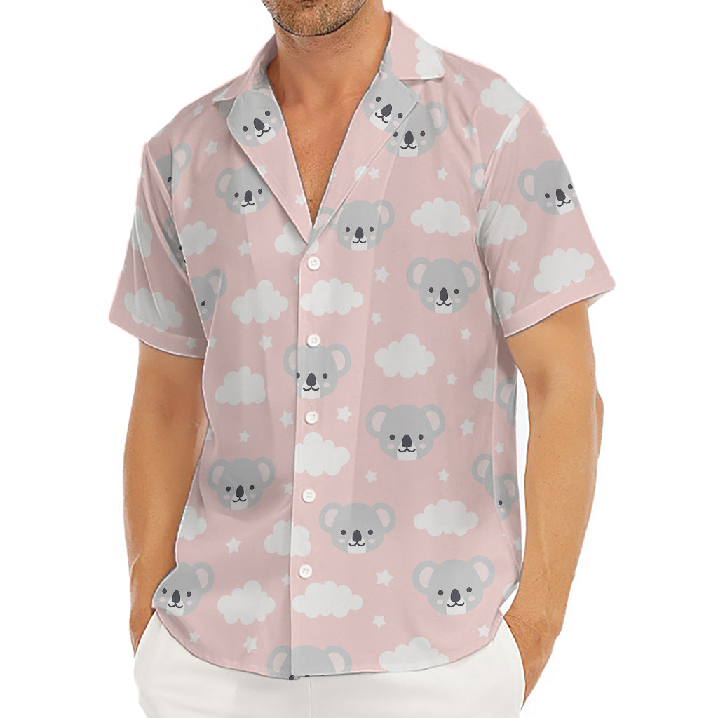 Koala Bear And Cloud Pattern Print Men's Deep V-Neck Shirt