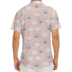 Koala Bear And Cloud Pattern Print Men's Deep V-Neck Shirt