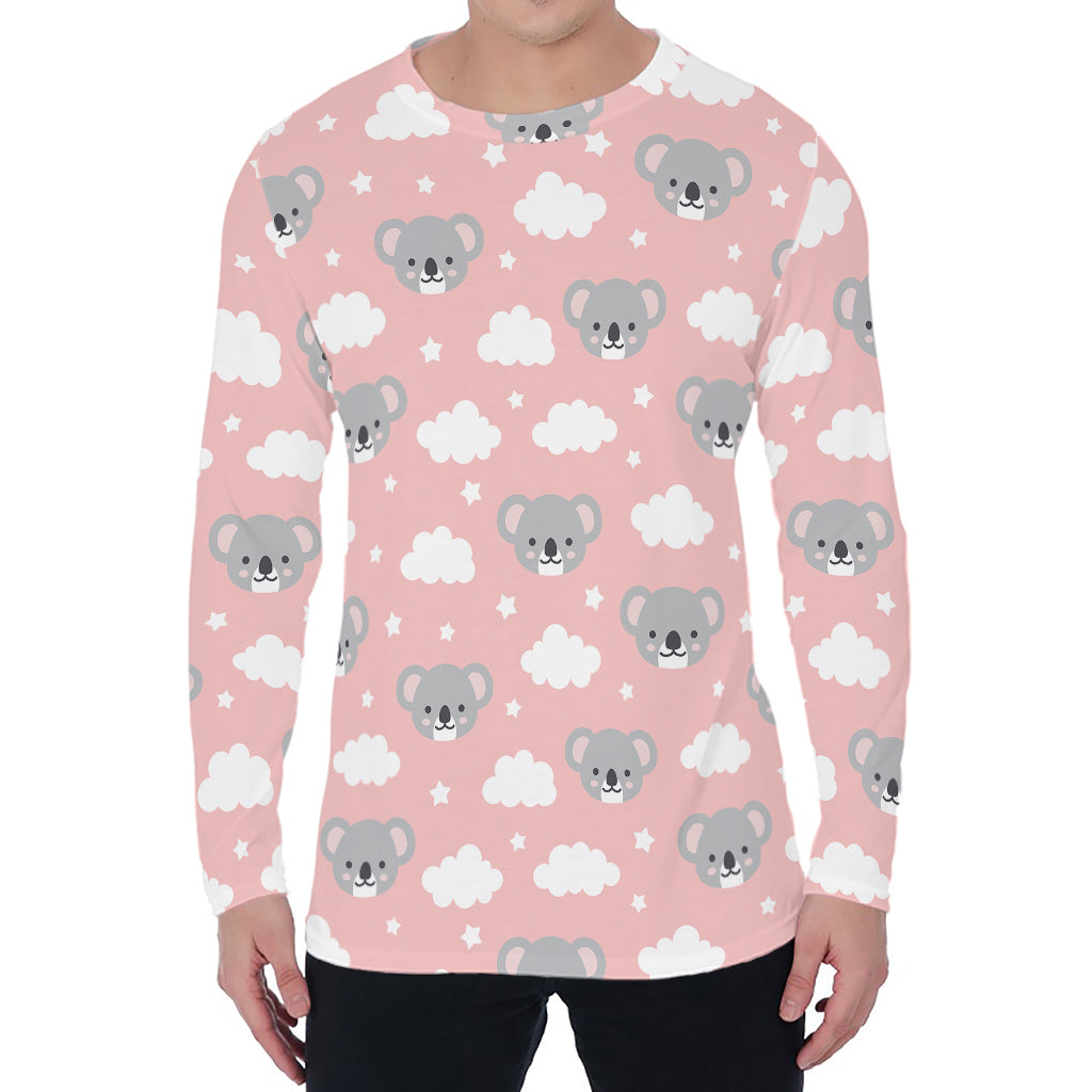 Koala Bear And Cloud Pattern Print Men's Long Sleeve T-Shirt