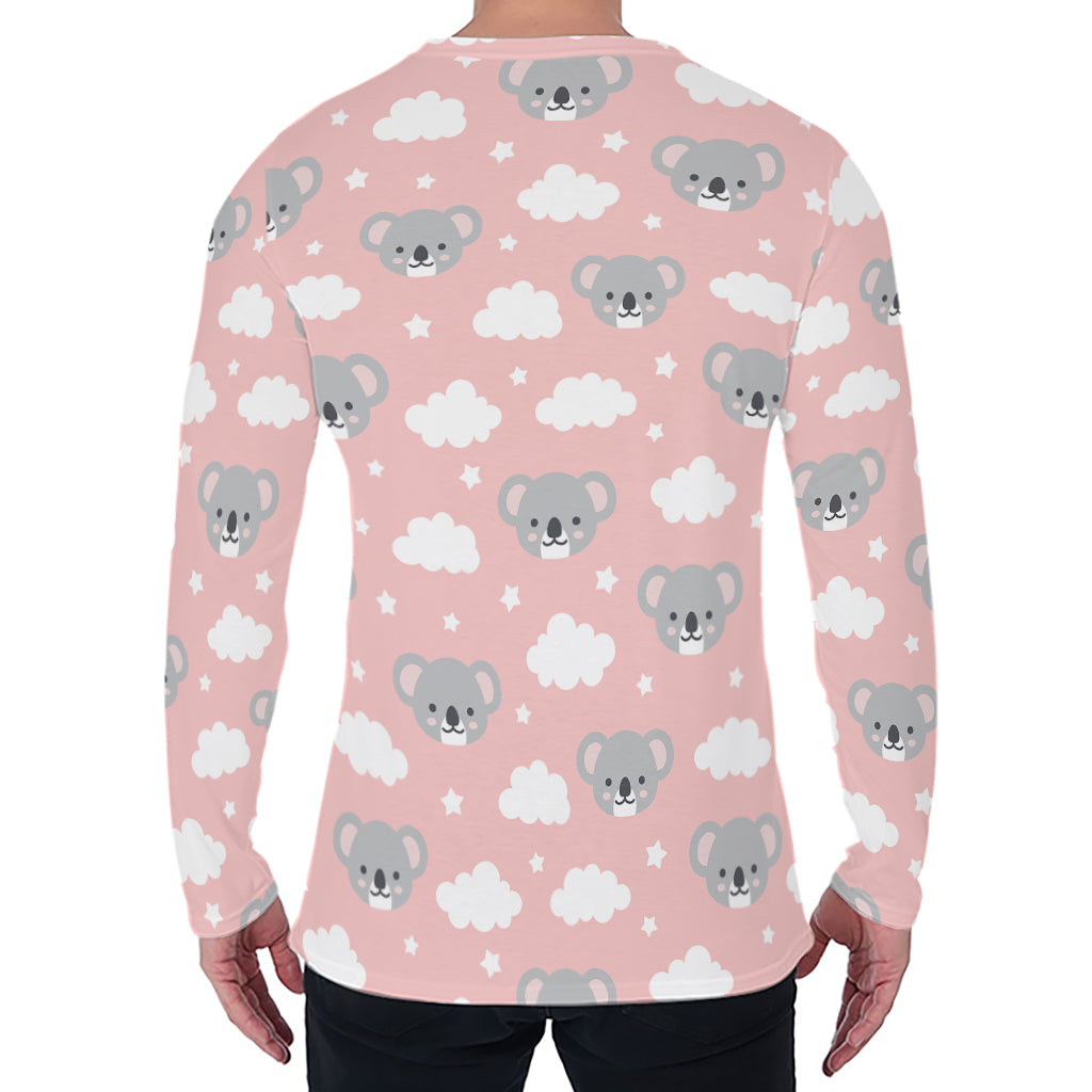 Koala Bear And Cloud Pattern Print Men's Long Sleeve T-Shirt