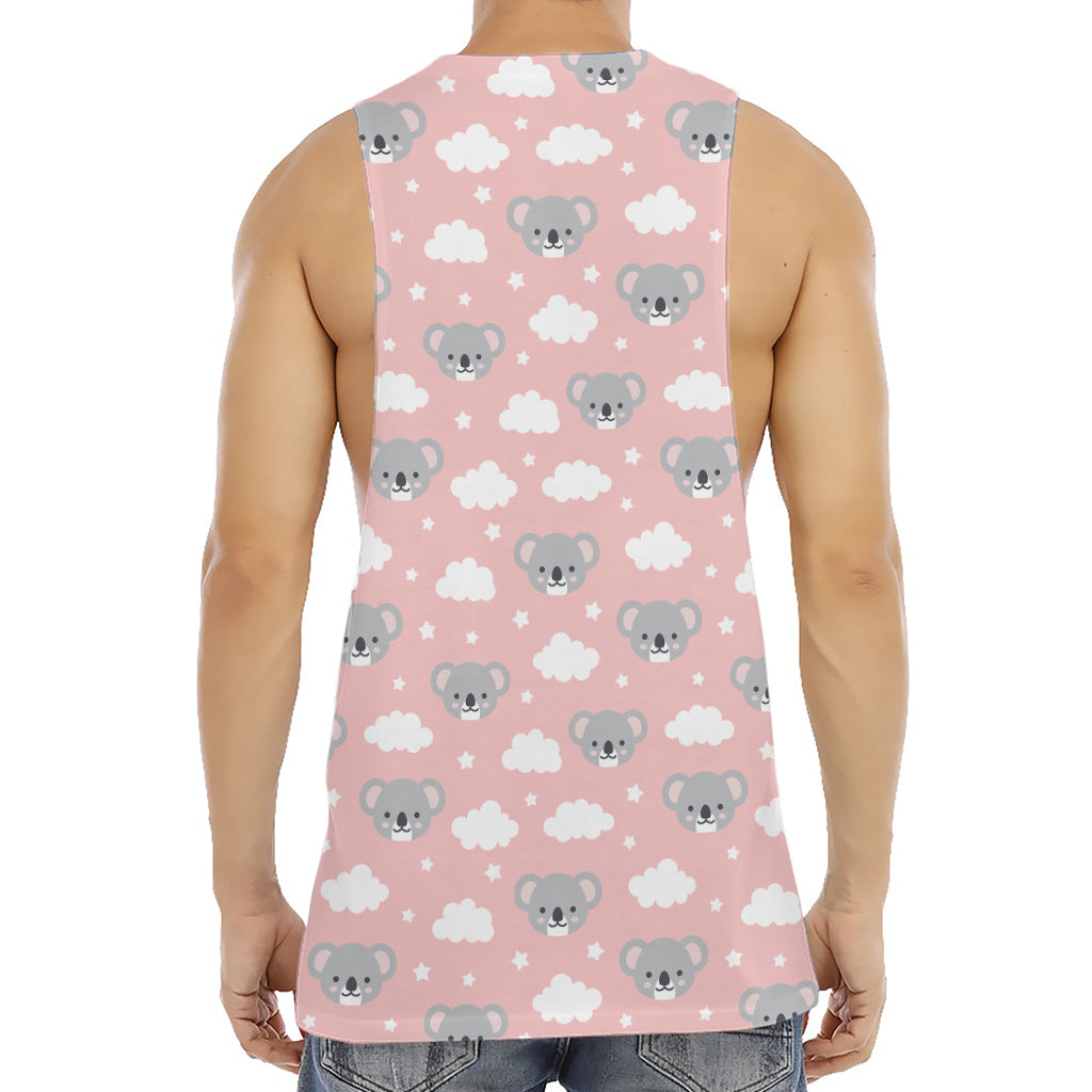 Koala Bear And Cloud Pattern Print Men's Muscle Tank Top