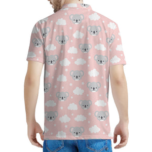 Koala Bear And Cloud Pattern Print Men's Polo Shirt