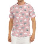 Koala Bear And Cloud Pattern Print Men's Short Sleeve Rash Guard