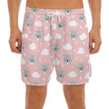 Koala Bear And Cloud Pattern Print Men's Split Running Shorts