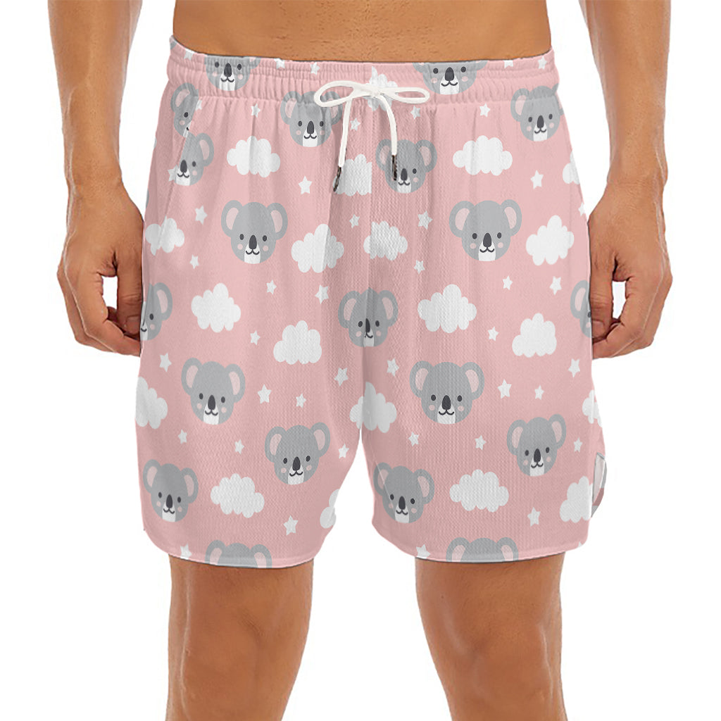Koala Bear And Cloud Pattern Print Men's Split Running Shorts