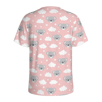 Koala Bear And Cloud Pattern Print Men's Sports T-Shirt