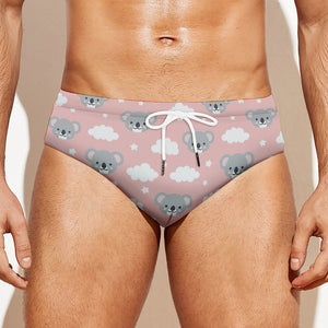 Koala Bear And Cloud Pattern Print Men's Swim Briefs