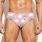 Koala Bear And Cloud Pattern Print Men's Swim Briefs