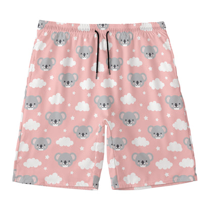 Koala Bear And Cloud Pattern Print Men's Swim Trunks
