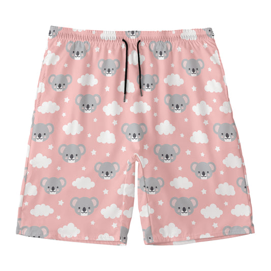 Koala Bear And Cloud Pattern Print Men's Swim Trunks