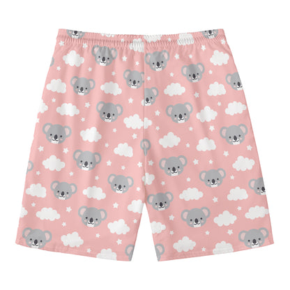 Koala Bear And Cloud Pattern Print Men's Swim Trunks