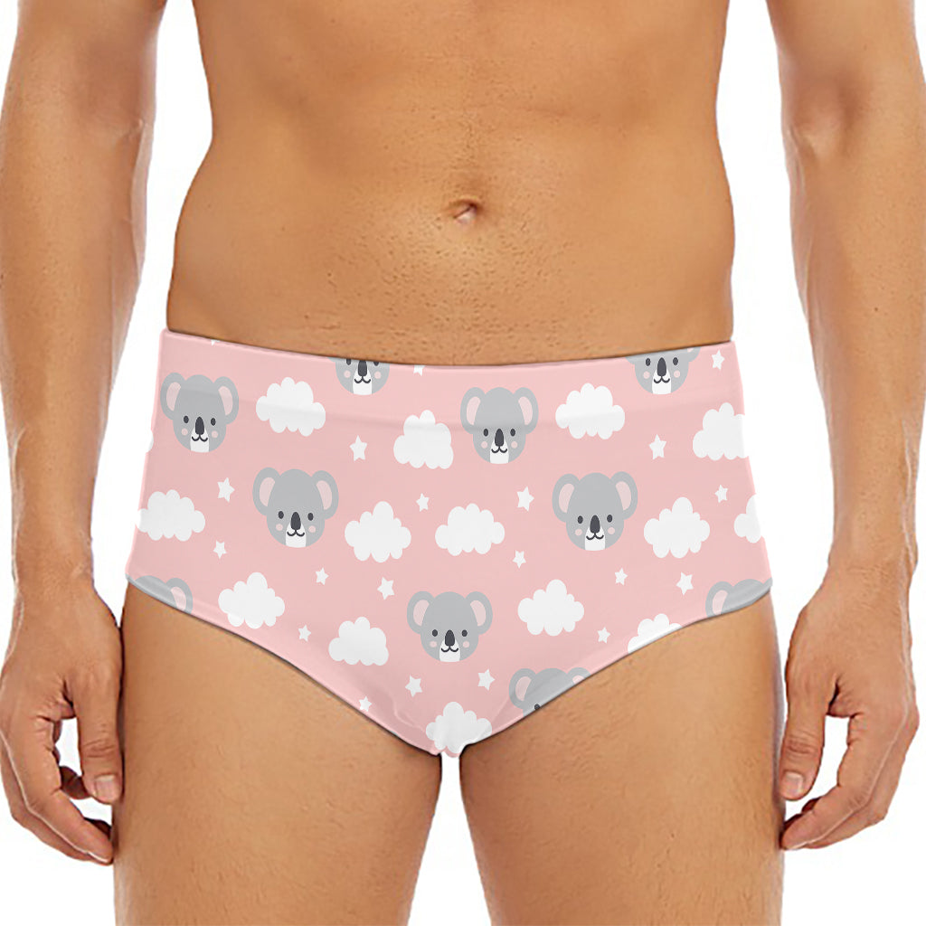 Koala Bear And Cloud Pattern Print Men's Triangle Swim Briefs