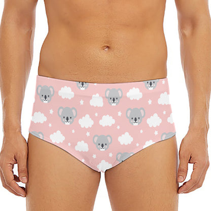 Koala Bear And Cloud Pattern Print Men's Triangle Swim Briefs