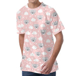 Koala Bear And Cloud Pattern Print Men's Velvet T-Shirt