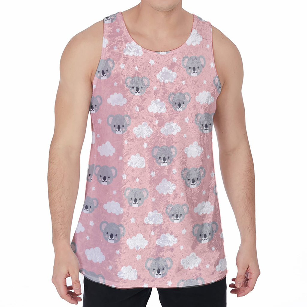 Koala Bear And Cloud Pattern Print Men's Velvet Tank Top