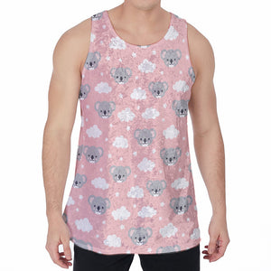 Koala Bear And Cloud Pattern Print Men's Velvet Tank Top