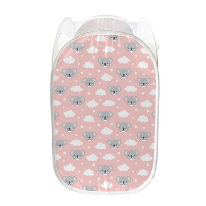 Koala Bear And Cloud Pattern Print Mesh Laundry Hamper
