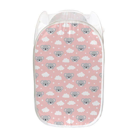 Koala Bear And Cloud Pattern Print Mesh Laundry Hamper