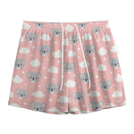 Koala Bear And Cloud Pattern Print Mesh Shorts