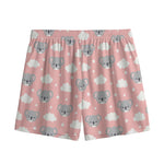 Koala Bear And Cloud Pattern Print Mesh Shorts