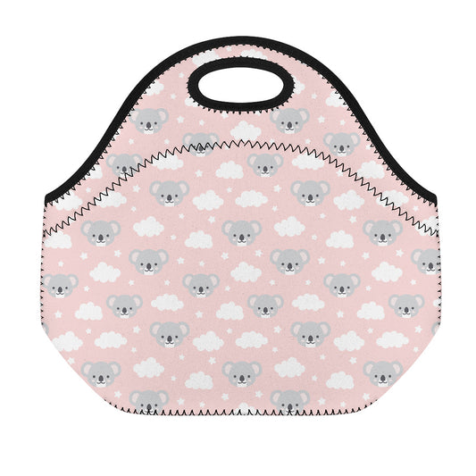 Koala Bear And Cloud Pattern Print Neoprene Lunch Bag