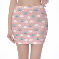Koala Bear And Cloud Pattern Print Pencil Mini Skirt