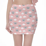 Koala Bear And Cloud Pattern Print Pencil Mini Skirt
