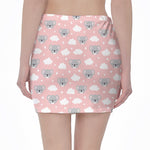 Koala Bear And Cloud Pattern Print Pencil Mini Skirt