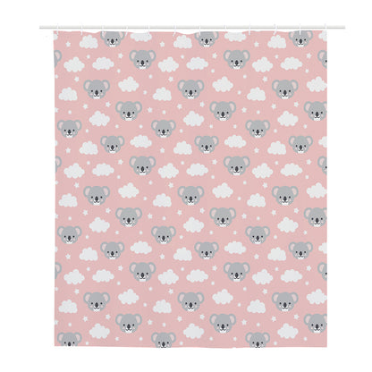 Koala Bear And Cloud Pattern Print Polyester Shower Curtain