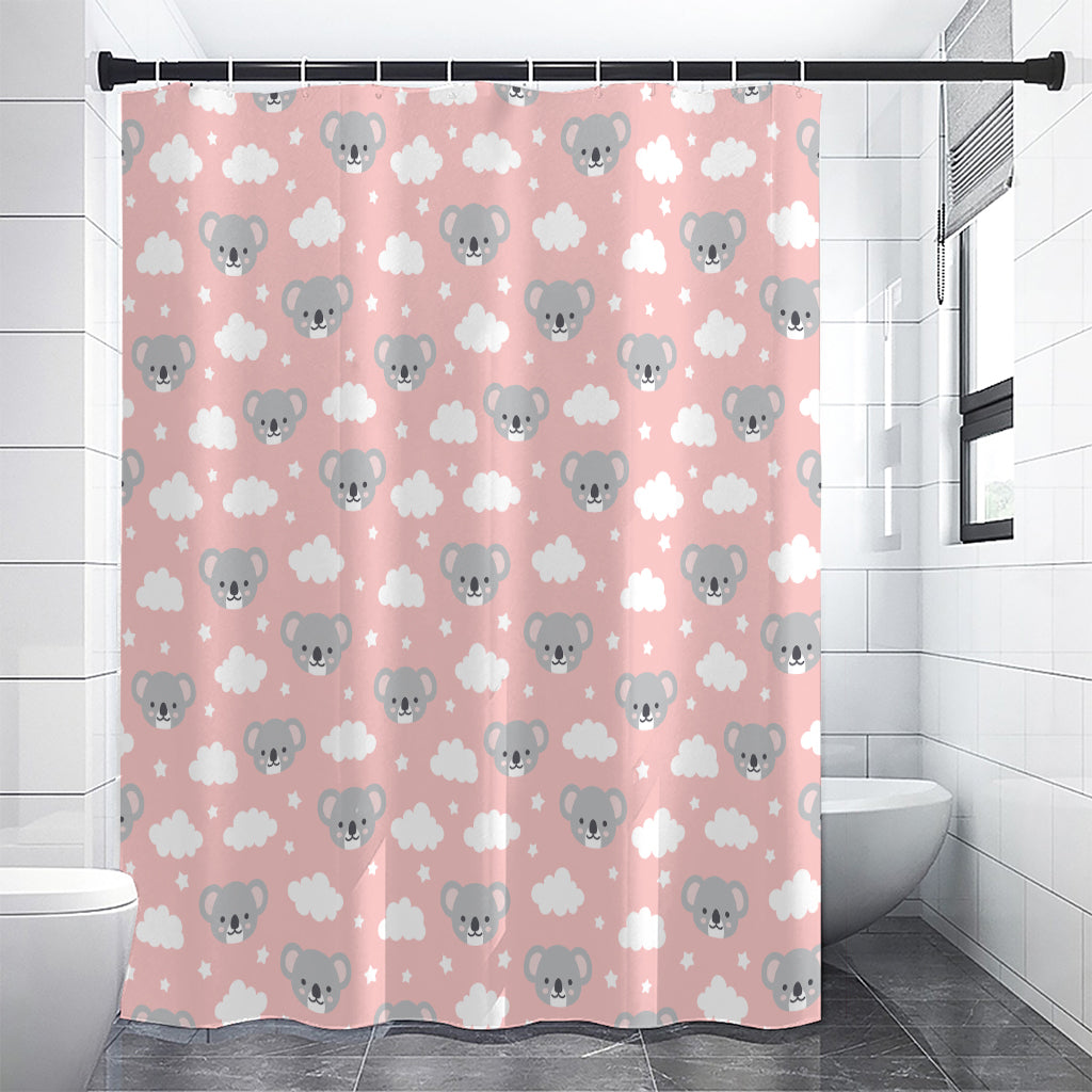 Koala Bear And Cloud Pattern Print Premium Shower Curtain