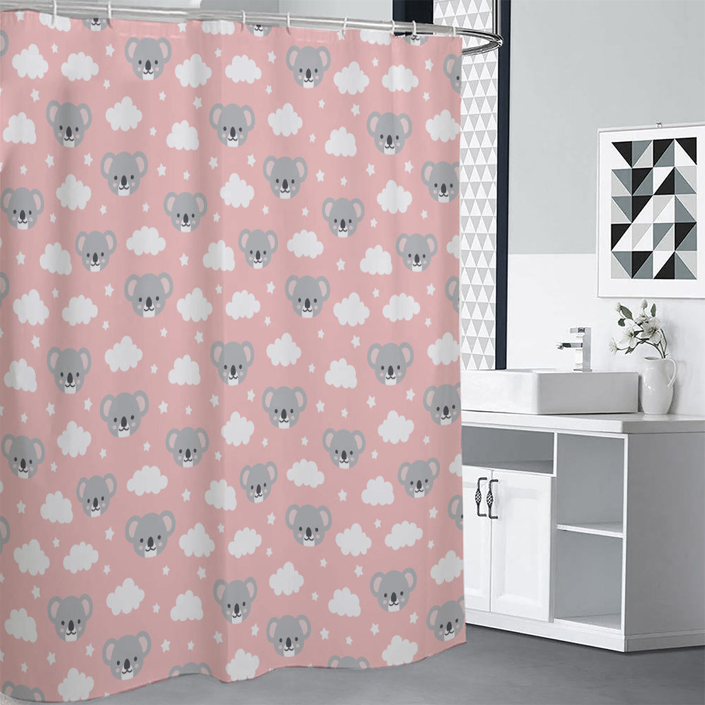 Koala Bear And Cloud Pattern Print Premium Shower Curtain