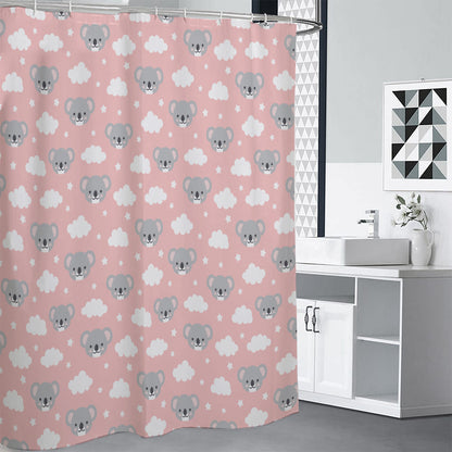 Koala Bear And Cloud Pattern Print Premium Shower Curtain