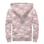 Koala Bear And Cloud Pattern Print Sherpa Lined Zip Up Hoodie