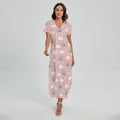 Koala Bear And Cloud Pattern Print Short Sleeve Maxi Dress