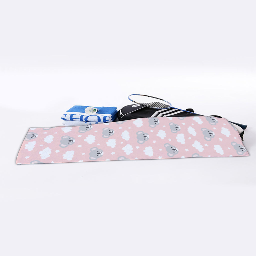 Koala Bear And Cloud Pattern Print Sports Towel