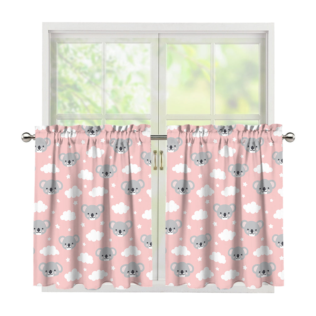 Koala Bear And Cloud Pattern Print Tier Curtains