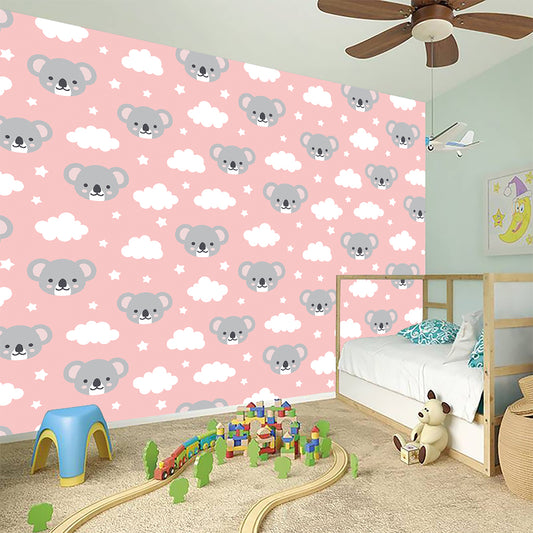 Koala Bear And Cloud Pattern Print Wall Sticker