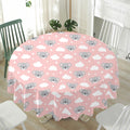 Koala Bear And Cloud Pattern Print Waterproof Round Tablecloth