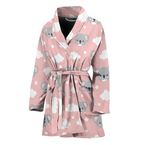 Koala Bear And Cloud Pattern Print Women's Bathrobe