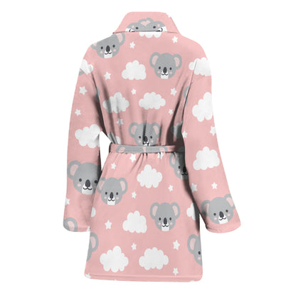 Koala Bear And Cloud Pattern Print Women's Bathrobe