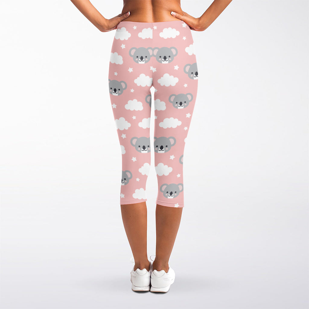 Koala Bear And Cloud Pattern Print Women's Capri Leggings