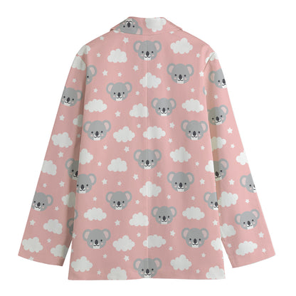 Koala Bear And Cloud Pattern Print Women's Cotton Blazer
