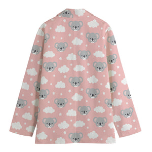 Koala Bear And Cloud Pattern Print Women's Cotton Blazer