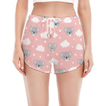 Koala Bear And Cloud Pattern Print Women's Split Running Shorts