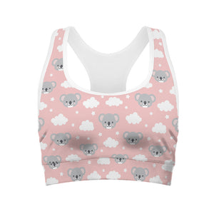 Koala Bear And Cloud Pattern Print Women's Sports Bra